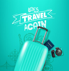 Poster - Travel illustration with travel staff and logo