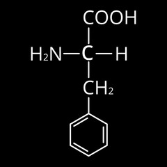 Wall Mural - Phenylalanine is an amino acid. Chemical molecular formula Phenylalanine Amino Acid. Vector illustration on isolated background