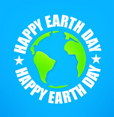 Poster - Happy Earth Day 22 of April vector banner with cute Earth map