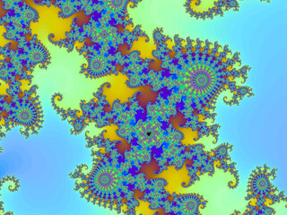 3D-Illustration of a beautiful zoom into the infinite mathematical mandelbrot set fractal.