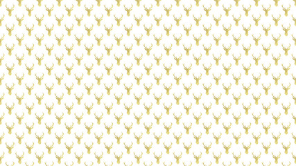 Sticker - abstract seamless golden deer head with antler  pattern on white color background