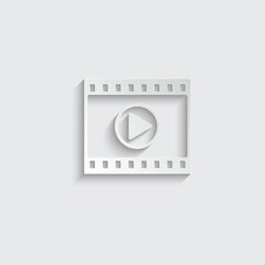 Poster - paper play icon. video play symbol. vector icon for website design, app.