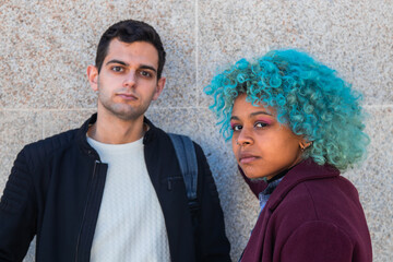 multiethnic couple on the street