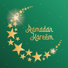 Wall Mural - Golden arab moon made of stars. Ramadan Kareem poster - Vector illustration