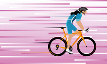 Woman Riding A Route Bicycle - Vector Illustration