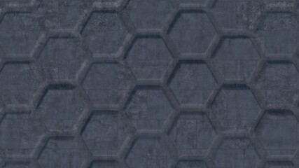 Poster - Gray background from the texture of volumetric hexagons. 3d rendering image. Desktop wallpaper.