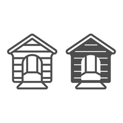 Poster - Dog house line and solid icon, animal hospital concept, kennel sign on white background, Doghouse icon in outline style for mobile concept and web design. Vector graphics.