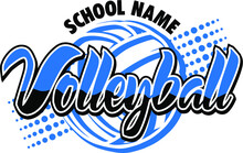 Volleyball Team Design With Ball Outline And Dots For School, College Or League