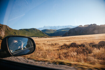 Kurai steppe in early autumn in Altay mountains