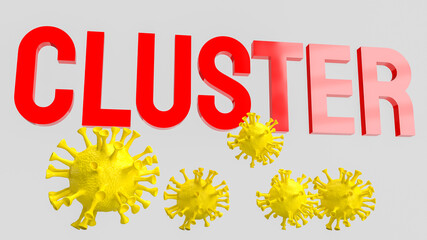 red cluster text for virus crisis concept 3d rendering