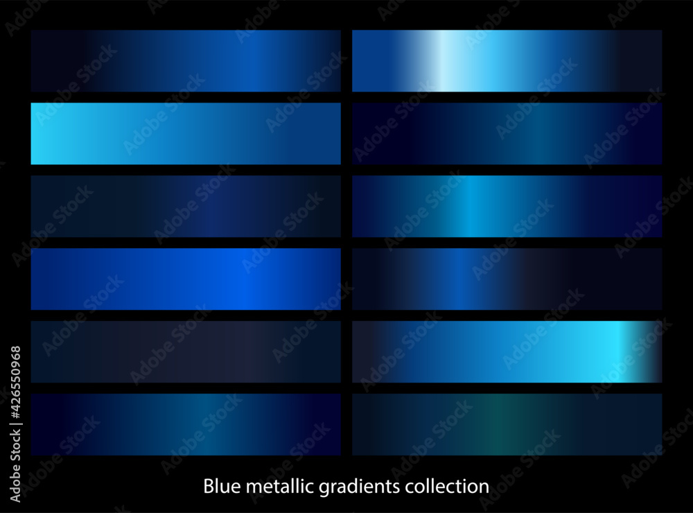 Blue metallic gradient template set Stock Vector | Adobe Stock