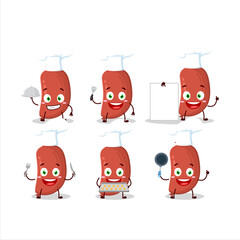 Wall Mural - Cartoon character of sausage with various chef emoticons