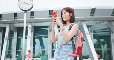 Poster - Asian traveler use smartphone