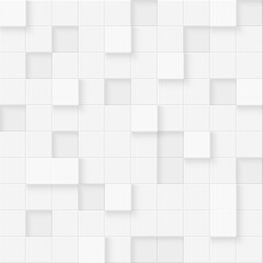 Poster - 3d seamless cubes pattern. White ceramic tile background. Abstract square mosaic.