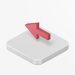 Poster - Red left arrow icon. 3d rendering square button key isometric view, interface ui ux element.