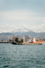 Batumi, Georgia - 04.05.2021: Batumi International Container Terminal. Batumi seaport