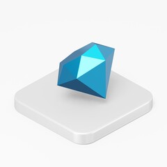 Poster - Blue diamond icon. 3d rendering square button key isometric view, interface ui ux element.