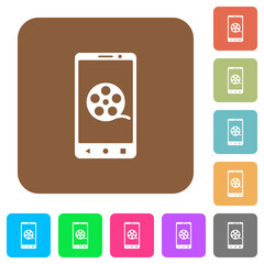 Poster - Mobile movie rounded square flat icons