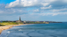 View North Of Long Sands Beach Including St, Georges Church Tynemouth, Tyne & Wear,  Northumberland, England, UK
