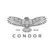 condor eagle bird monoline logo vector icon illustration