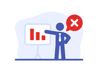 Aufkleber - Business failure icon vector illustration. Decreasing graph for wrong strategy