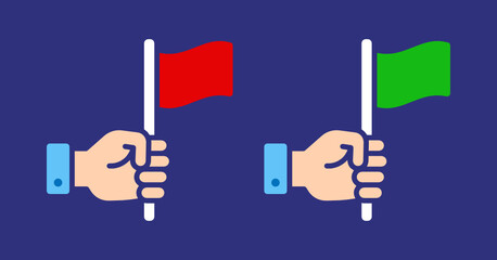 Poster - holding red and green flag icon