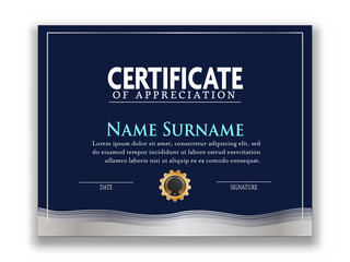 Sticker - Certificate Of Appreciation Award Template Design In Blue Color.