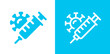 Virus vaccine icon on blue background, immunization symbol vector.
