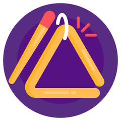 
A triangle music instrument icon, flat rounded design of idiophone 

