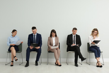 Canvas Print - People waiting for job interview in office hall