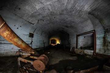 Canvas Print - tunnels of an abandoned bunker in the mountain