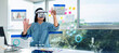 © weedezign - asian woman using augmented reality (ar) and Mixed reality glasses simulation meeting and working with hologram over table at office.virtual reality development process concept