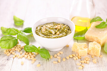 Poster - pesto sauce with parmesan and basil