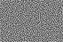 Design Of  Geometric Background  In Labyrinth And Black And White 