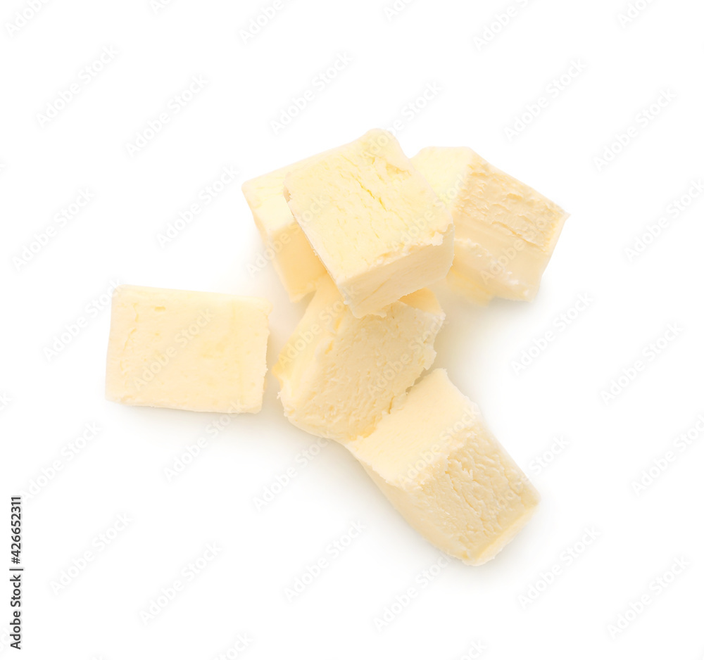Fresh butter on white background