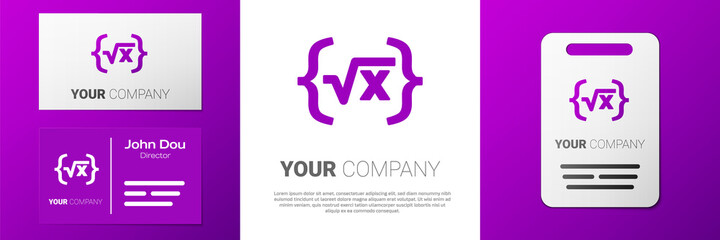 Poster - logotype square root of x glyph icon isolated on white background. mathematical expression. logo des