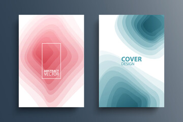Fototapete - Brochure cover template layouts with abstract gradient design elements. Futuristic abstract modern pattern with fluid colors, soft wave shapes for your graphic design. Vector illustration.