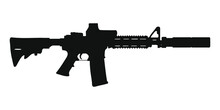 M4 Assault Rifle With Silencer. Silhouette 