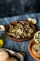 Wall Mural - sliced mushrooms fried with garlic and parsley