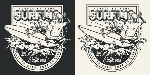 Wall Mural - Surf school logotype