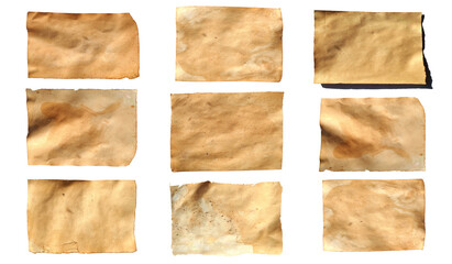 Aufkleber - old sheets of paper isolated on a white background. vintage spotted sheets