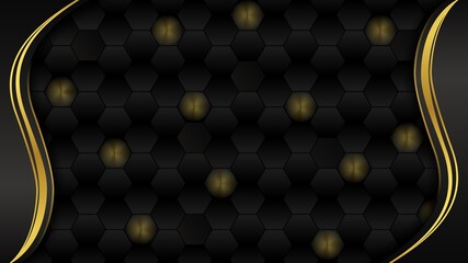 Wall Mural - Luxury Golden Hexagon black gradient background. Vector illustration