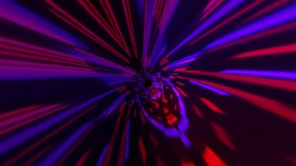 Poster - Optical 3d render tunnel with dynamic spatial lines and futuristic distortion. Jump into hyperspace with distorted wave rotation and bright perspective acceleration warp speed.