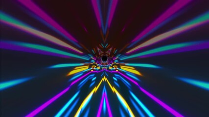 Poster - Optical 3d render tunnel with dynamic spatial lines and futuristic distortion. Jump into hyperspace with distorted wave rotation and bright perspective acceleration warp speed.