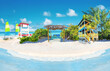© Solarisys - Collage about Half Moon Cay island at Bahamas.