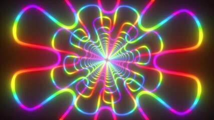 Poster - Graphic fractals in 3d render in form spiral grid. Hypnotic swirl with creative mandala ornament. Digital rotation geometry with magical glow and concentric shapes.