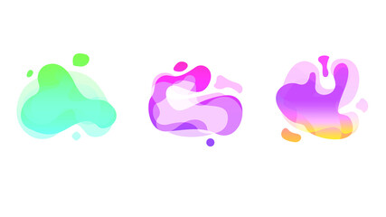 Poster - Abstract Set Liquid Color Collection Geometric Shapes Fluid Gradient Dynamic Elements Banner Logo Vector Desgin Style Trendy