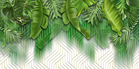 wallpaper green leaves of palm trees. luxury.