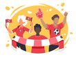 Colourful flat vector illustration of sports fans
