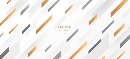 Wall Mural - Abstract diagonal stripes gold and grey color overlap on white background with copy space. Luxury and elegant. Modern banner web template design. Futuristic technology style. Vector illustration